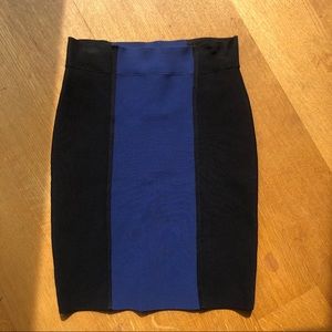 BCBG MAXAZRIA "Emery" Pencil Skirt Blue & Black Small